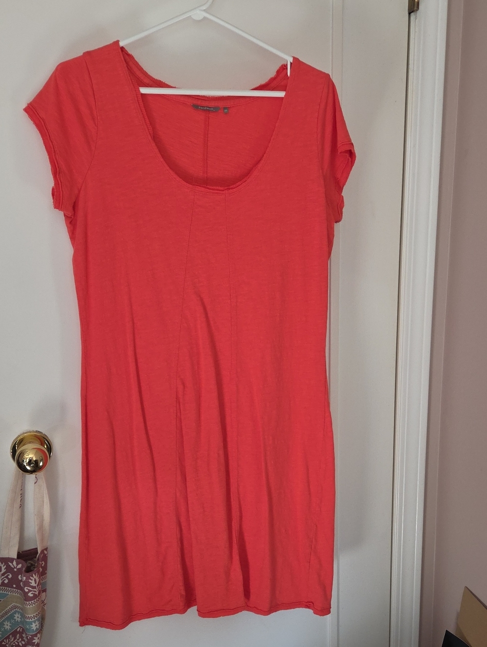 Women's Coral Scoop Neck Short Sleeve Dress
